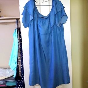 Ruffle Collar Denim Summer Dress